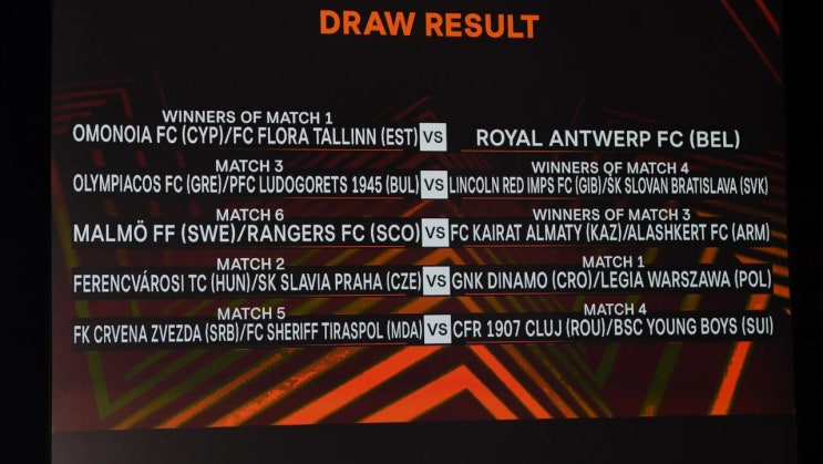 21/22 UEFA 유로파리그 플레이오프 : 일정 및 대진 추첨 결과