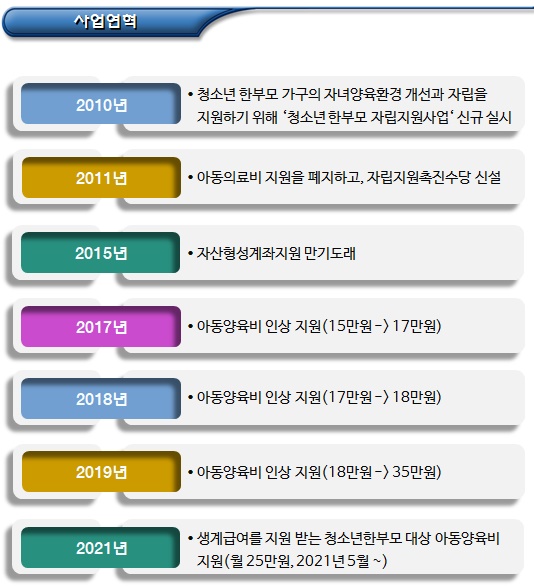 청소년 한부모 자립지원 사업 개요 청소년 한부모 자립지원 사업 개요