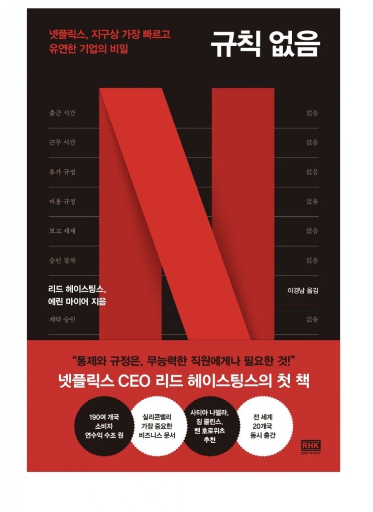 넷플릭스 ceo 리드 헤이스팅스의 생각 - 규칙없음, 통제와 규정을 없애라