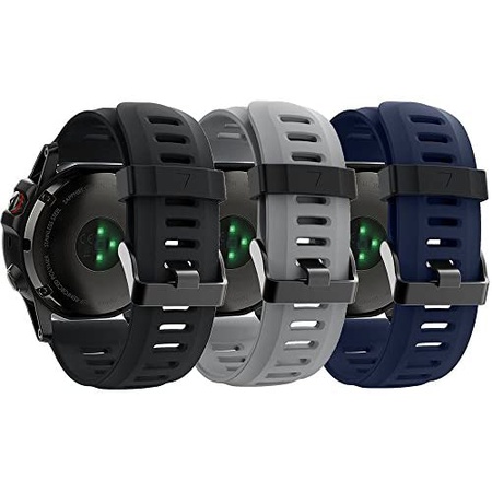 많이 찾는 가민 택틱스 델타솔라 실리콘 시계줄 밴드 D17 스트랩 3개 세트 QGHXO Band for Garmin Fenix 3 Soft Sil, 3PCS,BlackNavyGre