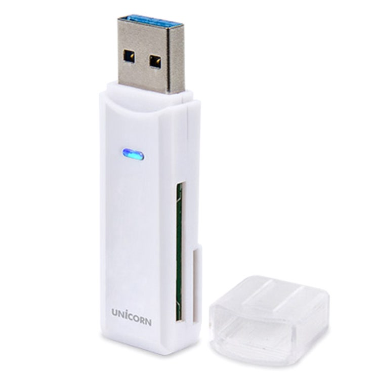 후기가 정말 좋은 유니콘 USB3.0 휴대용 미니 카드리더기 XC-700A, 흰색(WHITE) 좋아요