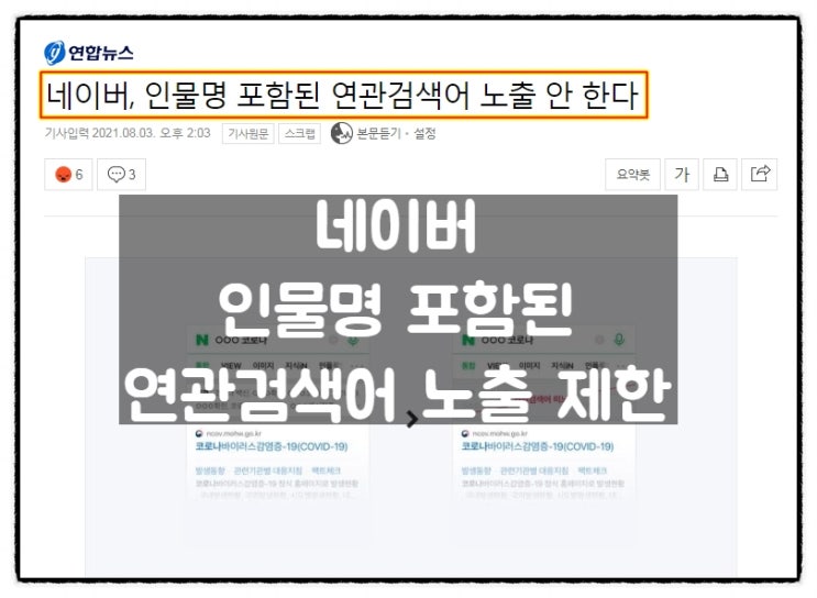 네이버, 인물명 포함 연관검색어 노출제한