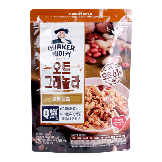 많이 찾는 롯데제과 퀘이커 오트 그래놀라 시리얼 골든넛츠, 350g, 1개 ···