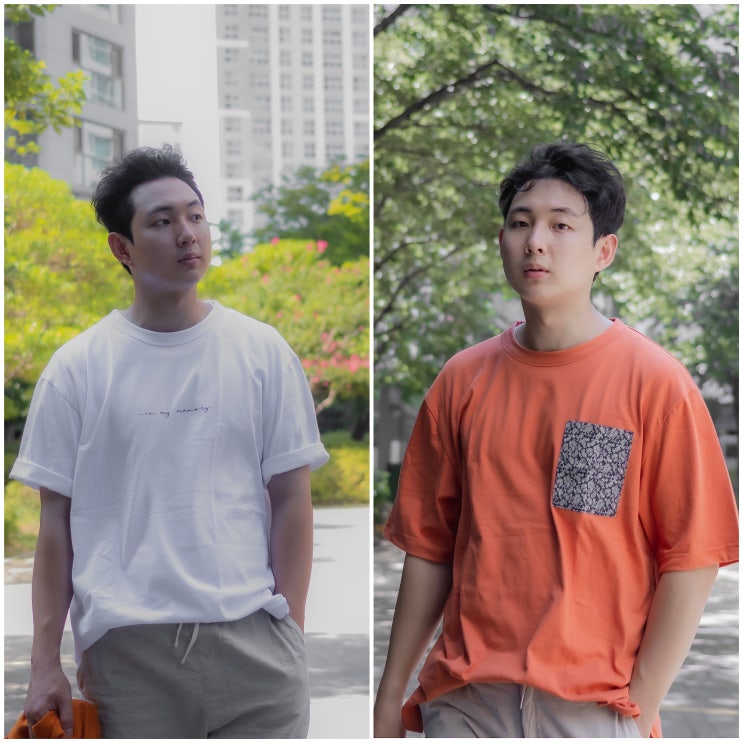  실용적인 모카썸 2PACK 반팔커플티, 여름 여행룩 패션 아이템 추천!