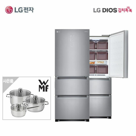 선호도 높은 LG DIOS 김치톡톡 김치냉장고 K330SS19E+WMF 냄비 3종, 단품 ···