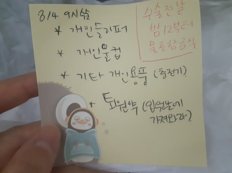  오늘 예약된 혼합치핵 치질 수술 pph 입원 준비