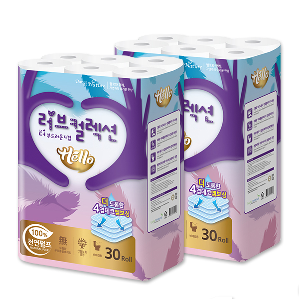 잘팔리는 헬로 러브컬렉션 4겹 천연펄프 롤화장지 30m 30롤 2팩 추천해요 잘팔리는 헬로 러브컬렉션 4겹 천연펄프 롤화장지 30m 30롤 2팩 추천해요
