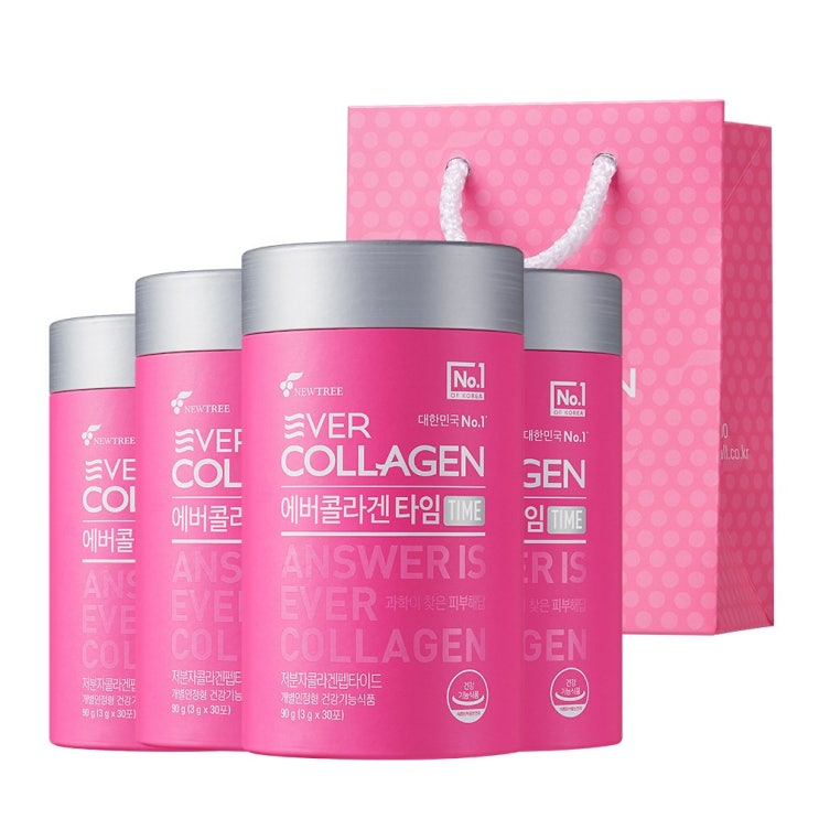  인기 많은 에버콜라겐 타임(1개월)+미니쇼핑백, 3g*30포, 4박스 ···