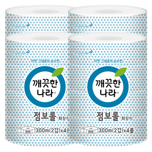 인기 많은 깨끗한나라 ECO 점보롤 화장지 300m, 4개입, 4개 ··· 인기 많은 깨끗한나라 ECO 점보롤 화장지 300m, 4개입, 4개 ···