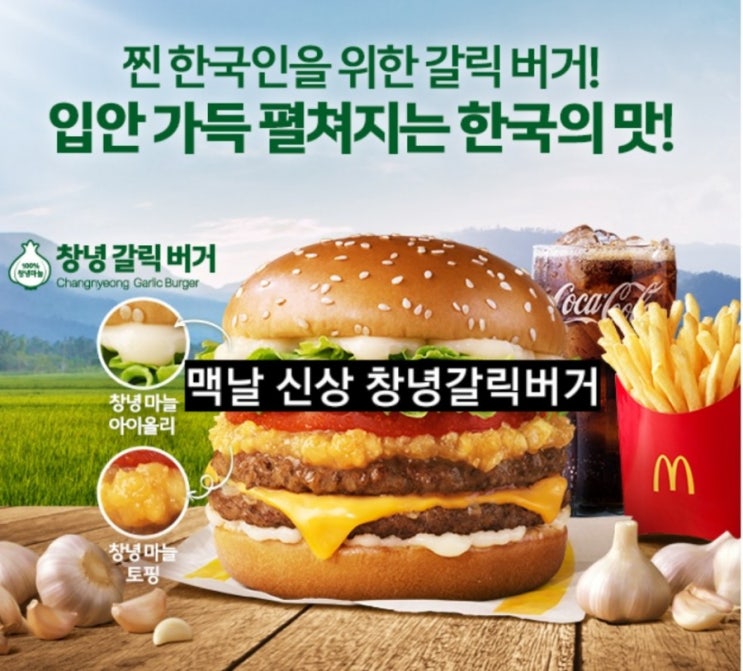맥도날드 창녕갈릭버거 후기 맥날 신상메뉴.