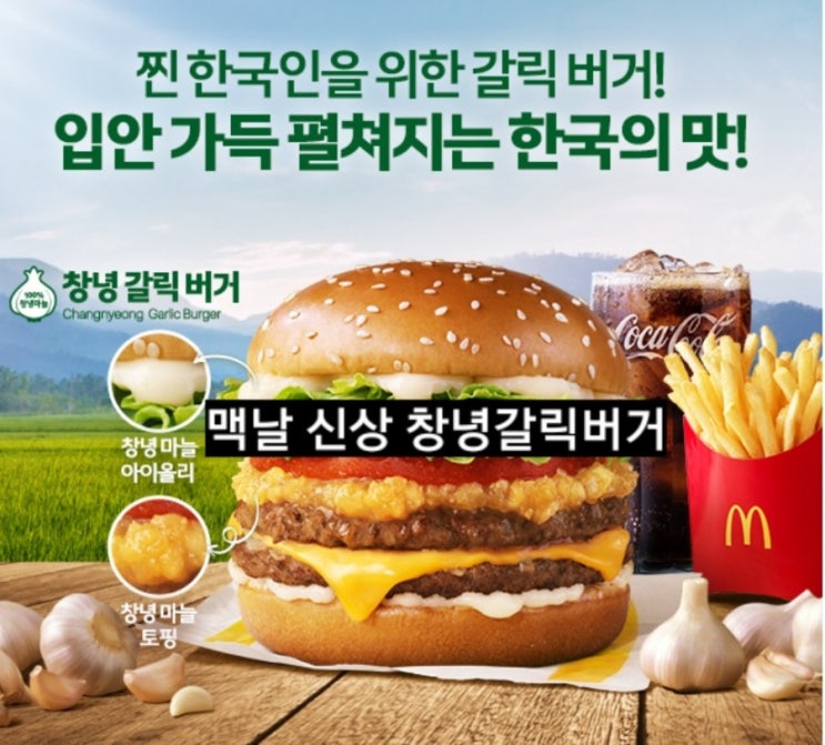  맥도날드 창녕갈릭버거 후기 맥날 신상메뉴.