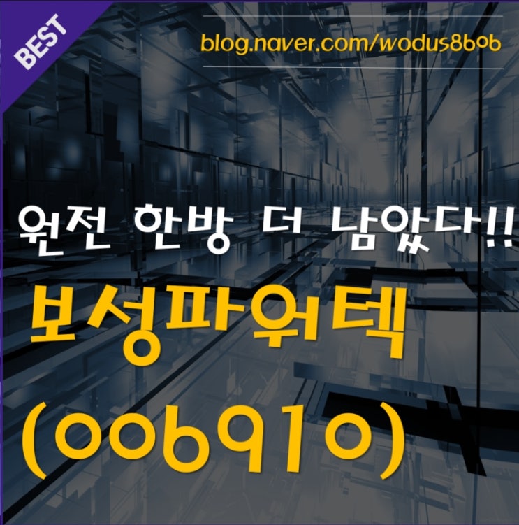  하반기 소형모듈원전으로 쏠린다! 보성파워텍(006910) 호재 및 주가 분석 정리