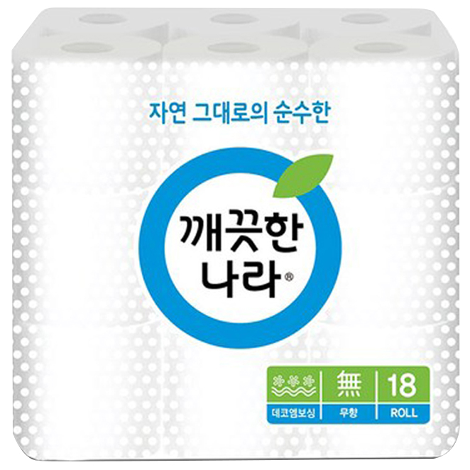 갓성비 좋은 깨끗한나라 롤화장지 2겹 45m, 18롤, 1팩 좋아요 갓성비 좋은 깨끗한나라 롤화장지 2겹 45m, 18롤, 1팩 좋아요