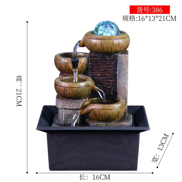 갓성비 좋은 생일 선물 가습 실내 분수대 만사 천연 미니 분수, 386 모델 (16 x 13 *x21CM) 좋아요