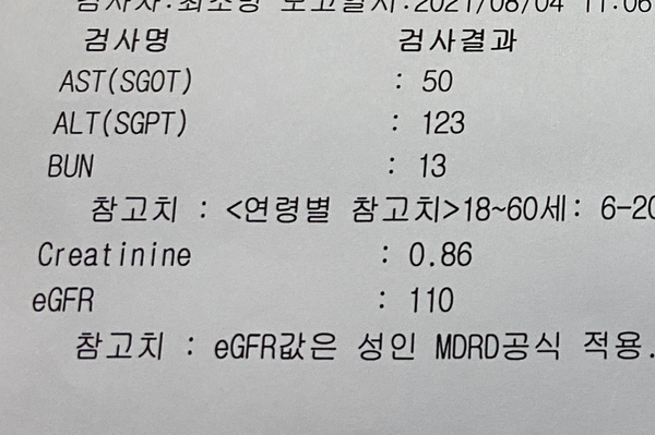  8월 5일 오늘 일기, 간 수치가 너무 높아!