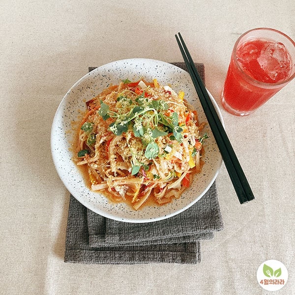실곤약 요리법 곤약면에 채소듬뿍~ 오미자청으로 맛내기