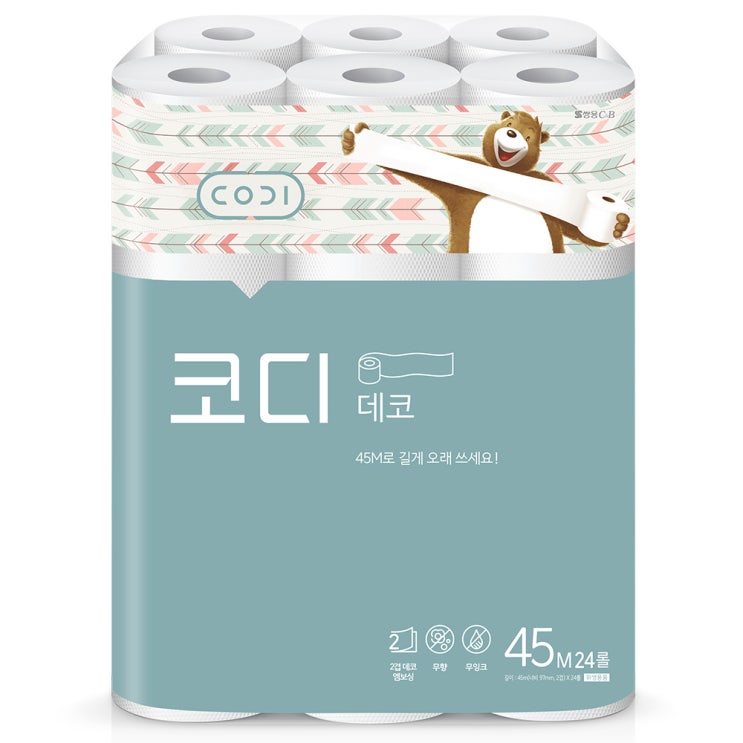 리뷰가 좋은 코디 데코 2겹 롤화장지 45 m, 24롤, 1팩 추천해요 리뷰가 좋은 코디 데코 2겹 롤화장지 45 m, 24롤, 1팩 추천해요