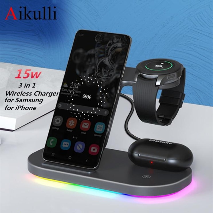 가성비갑 w080 3/Gear S3/LTE/BT 액티브 2 Buds Live 용 15W 고속 충전, White ··· 가성비갑 w080 3/Gear S3/LTE/BT 액티브 2 Buds Live 용 15W 고속 충전, White ···