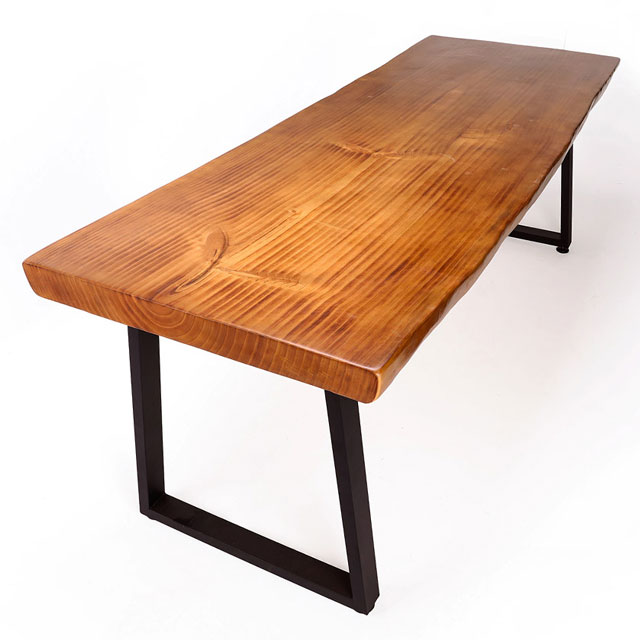 요즘 인기있는 아레다 우드슬랩 통원목 스틸 테이블 4인 식탁 1500형, 내추럴 좋아요