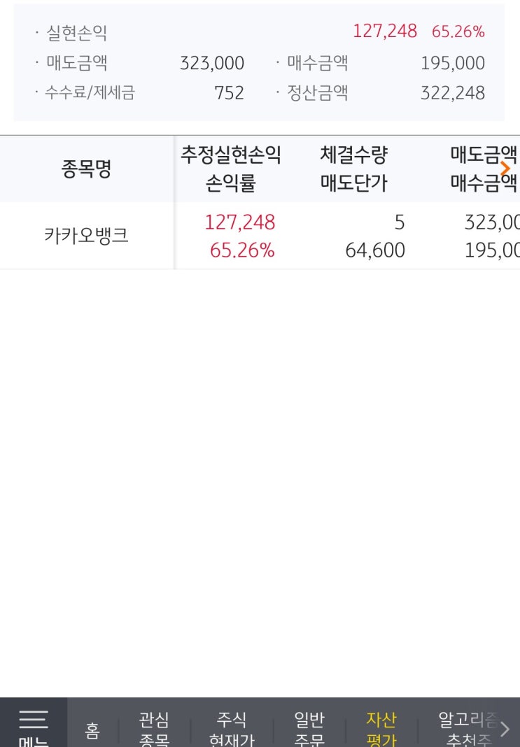  카카오뱅크 익절 ^^
