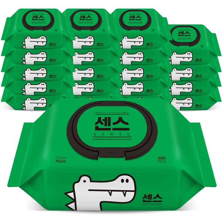 핵가성비 좋은 센스 저자극 악어 물티슈 캡형, 100매, 20팩 추천합니다