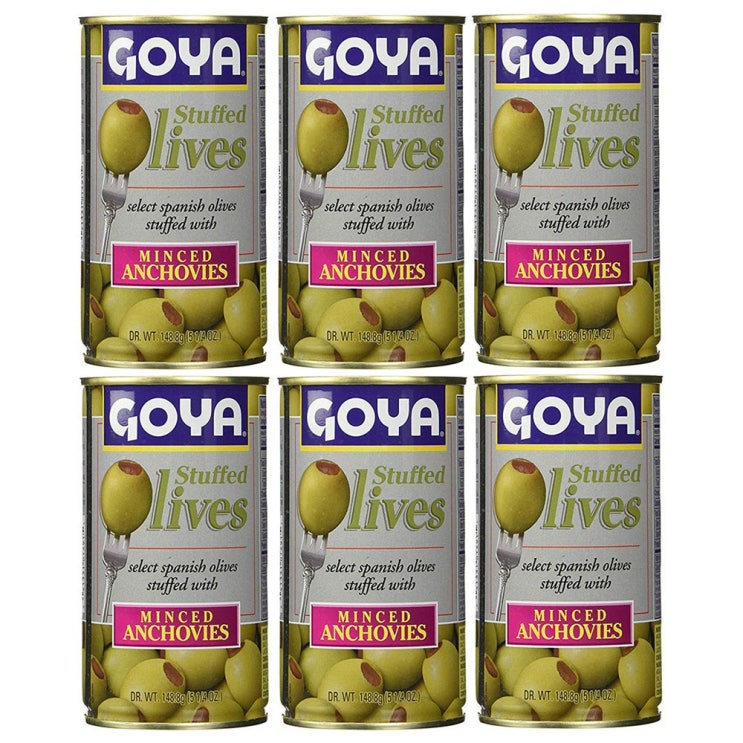 많이 팔린 Goya Manzanilla Olives Stuffed Anchovies 고야 만자니야 다진 멸치 올리브 통조림 5.25oz(148.8g) 6캔 추천합니다