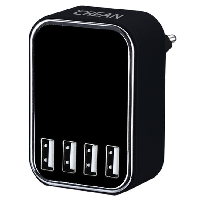 인기 많은 크레앙 스마트 IC 4포트 멀티 USB 충전기, CREMU4P(블랙), 블랙, 1개 추천합니다