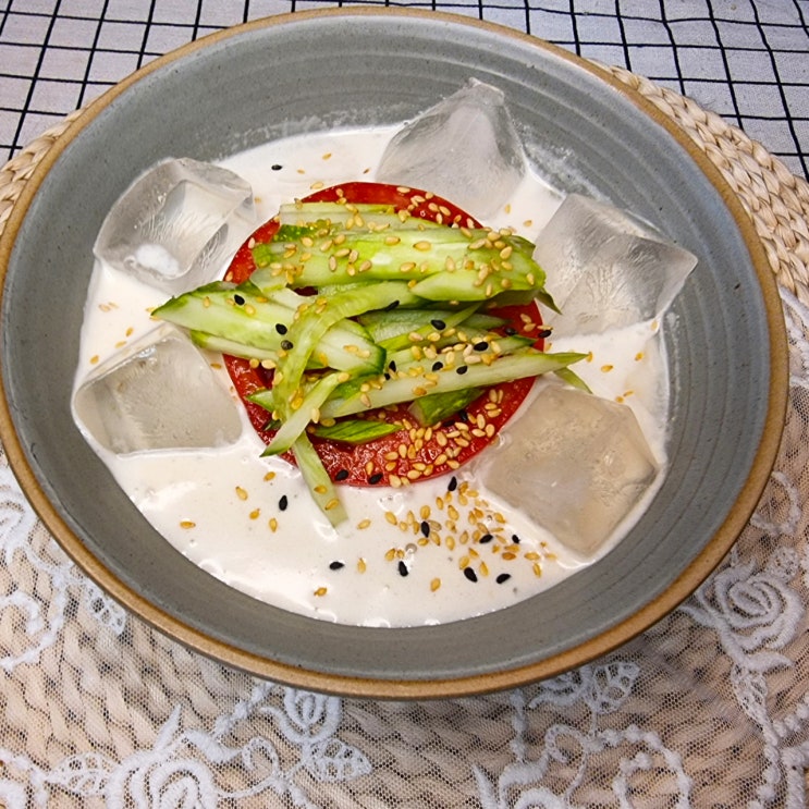  백종원 콩국수 만드는법 콩 없이 두부, 설탕, 소금, 땅콩버터, 참깨로 콩 없는 콩국수 만들기!