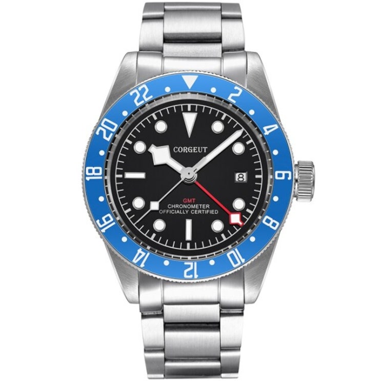 인기 많은 생일선물 럭셔리 고급시계 Corgeut 브랜드 명품 남자 시계 lume Schwarz Bay GMT 자동 스포츠 수영 시계 기계식 손목 시계, 스타일 E 추천해요