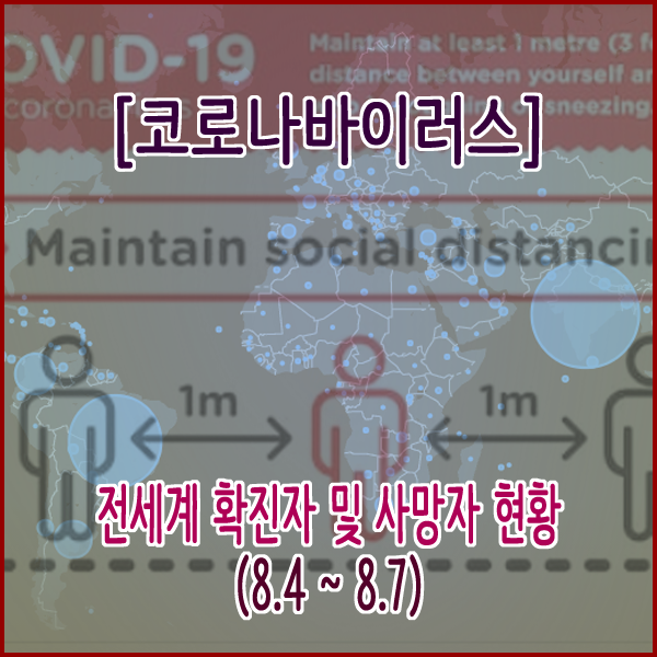  전세계 확진자 및 사망자 현황(8.04 ~ 8.07)