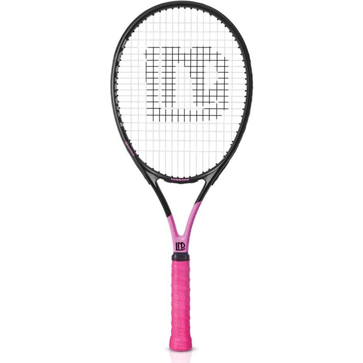 인지도 있는 해외구매 Lunnade Adults 테니스 라켓 27 인치 Shockproof 탄소 섬유 테니스 라켓 가벼운 무게 사전 스트링 초보자에게 중급 플레이어에게 한 재연,