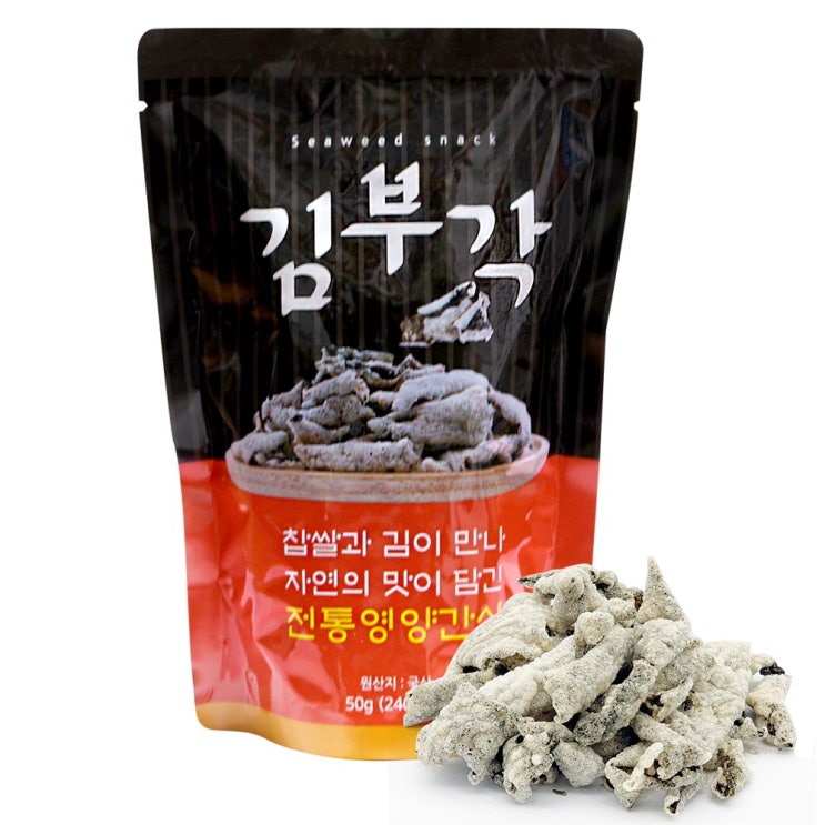 인기있는 지구마을 전통영양간식 서천김 수제 찹쌀 김부각 50g, 10봉 좋아요