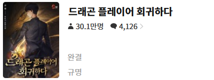  드래곤 플레이어 회귀하다 - 규명 : 평점(5/10) // 오글거리고 살짝 답답하지만 볼만한 킬링타임물