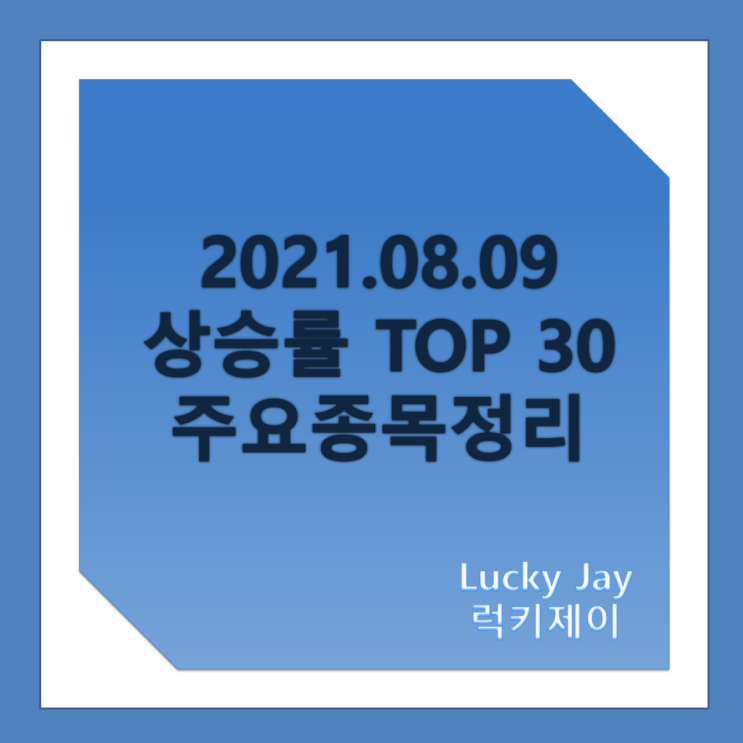  2021.08.09 지수, 상승률 TOP30종목, 주식차트정리