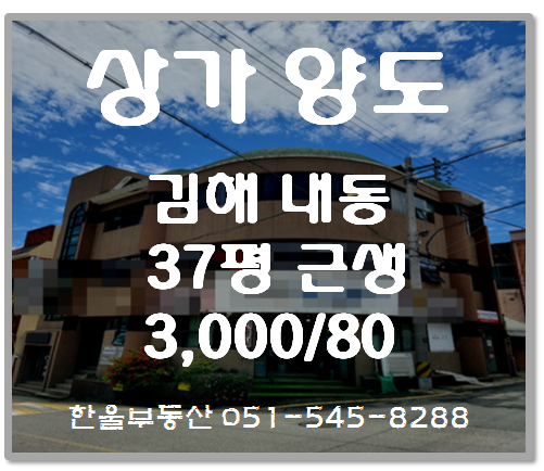  김해내동 배후 주거지 든든한 상가 3000/80