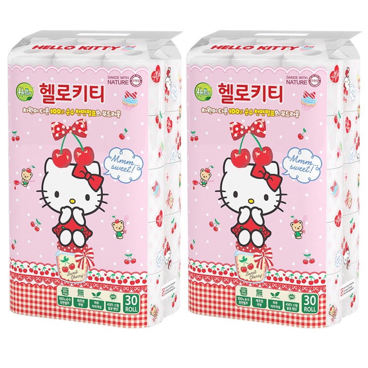 최근 많이 팔린 헬로키티 헬로 키티 3겹 화장지 롤화장지, 30롤, 2팩 좋아요 최근 많이 팔린 헬로키티 헬로 키티 3겹 화장지 롤화장지, 30롤, 2팩 좋아요
