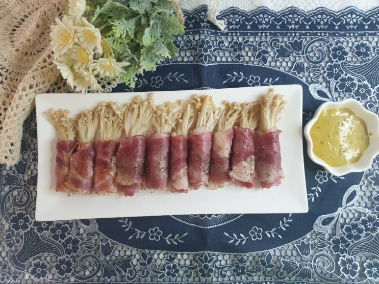  팽이버섯베이컨말이 만드는 법 집에서 간단한 맥주 안주로 굿