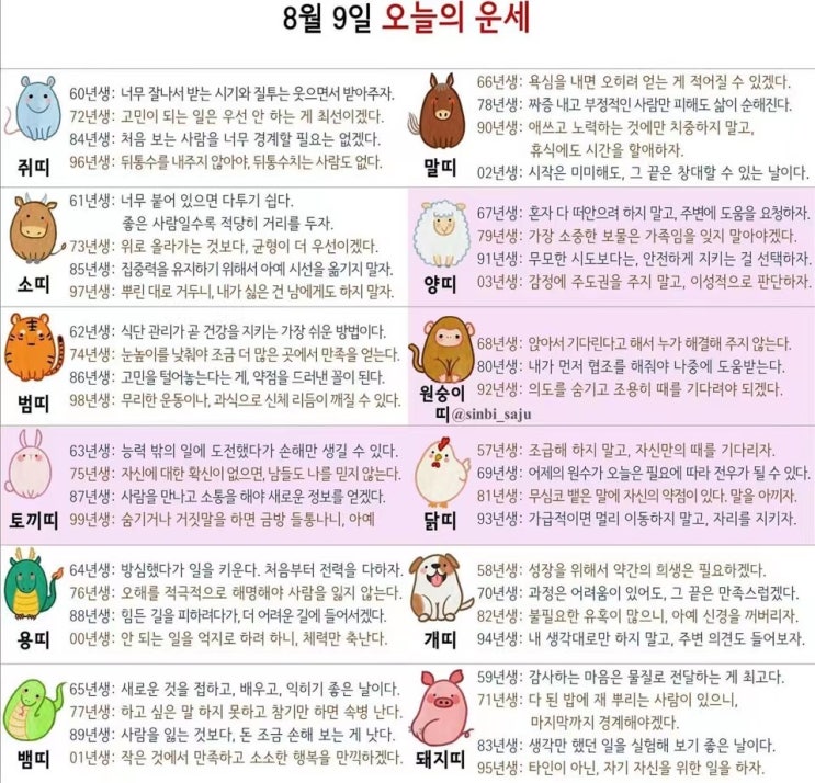 2021년 08월 09일 오늘의 운세 ! 띠별운세 ! 별자리운세! 2021년 08월 09일 오늘의 운세 ! 띠별운세 ! 별자리운세!