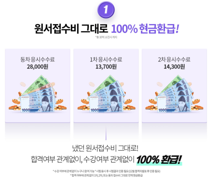 해커스 공인중계사, 원서접수 이벤트 합격 불합격 상관없이 접수비 환급 이벤트