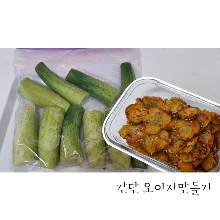  오이 5개 지퍼백에 넣어 간단 오이지 만들기