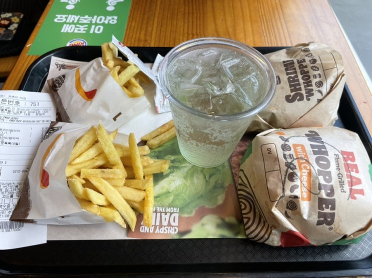  0kcal 버거킹 제로톡톡 청포도 통새우와퍼 3900원의 행복