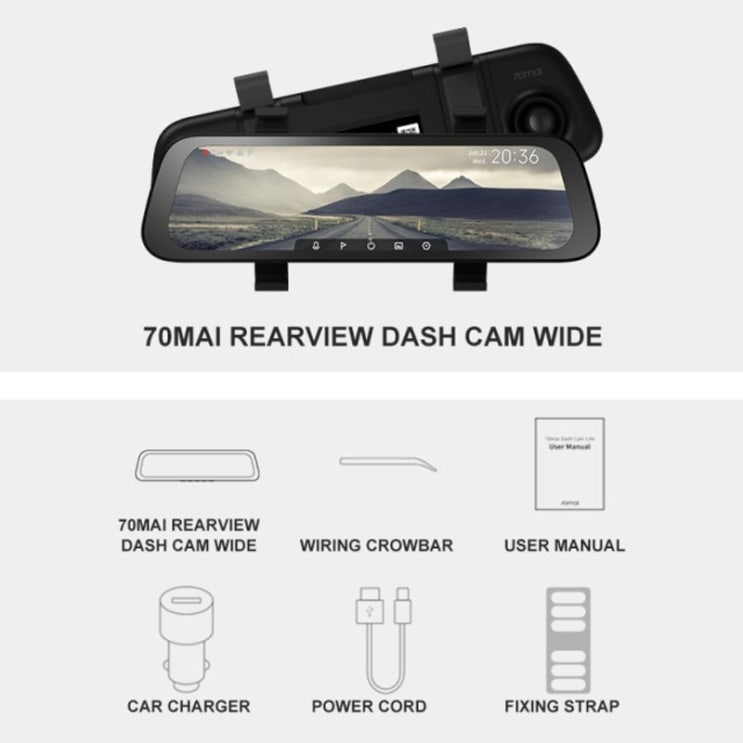  최근 인기있는 차량용 블랙박스 70mai Rearview 대시 캠 와이드 9.35 인치 전체, 70mai MIDRIVE D07, 협력사, microSD 카드 없음 ···