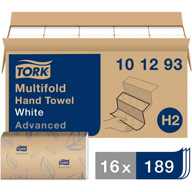 많이 찾는 Tork Xpress Advanced 멀티폴드 페이퍼 타월 H2 3 패널 소프트 페이퍼 핸드 타월 101293 100% 재생 섬유 내열성 2-플라이, 1 ···