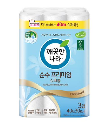  깨끗한 나라 순수 프리미엄 3겹 슈퍼롱 40m