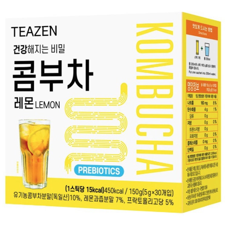 갓성비 좋은 티젠 콤부차 레몬, 5g, 30개 좋아요 갓성비 좋은 티젠 콤부차 레몬, 5g, 30개 좋아요