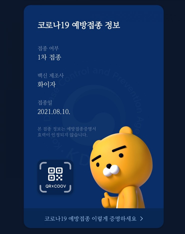  30대 화이자 1차 후기 코로나 예방접종 증명서 발급
