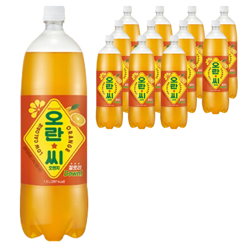 인기 급상승인 오란씨 오렌지 탄산음료, 1.5L, 12개 ···