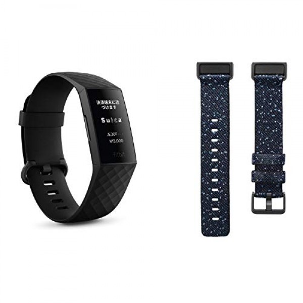 최근 많이 팔린 バンドセット【Suica対応】 Fitbit Charge4 GPS搭載フィットネストラッカー Black/Black L/Sサイズ [日本正規品]+woven ···