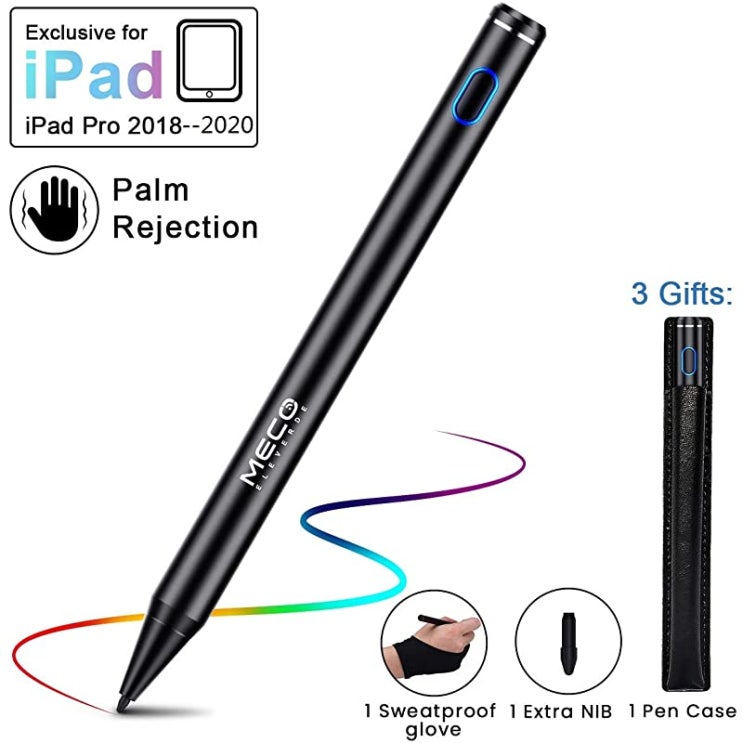 요즘 인기있는 팜 거부 용량성 스타일러스 충전 가능한 능동 펜슬을 이용한 아이패드 액티브 스타일러스용 메코 스타일러스 펜과 애플 아이패드 6th 7th Gen iPad Pro 3t