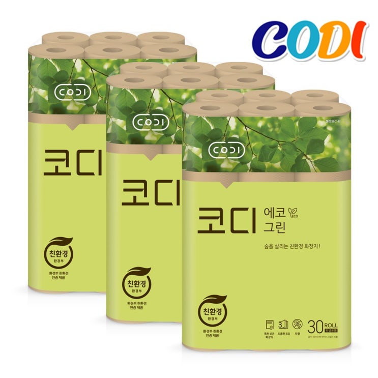 후기가 좋은 코디 친환경 에코그린 두루마리 화장지 롤 휴지 3겹 30롤 롤화장지, 3팩 추천합니다 후기가 좋은 코디 친환경 에코그린 두루마리 화장지 롤 휴지 3겹 30롤 롤화장지, 3팩 추천합니다